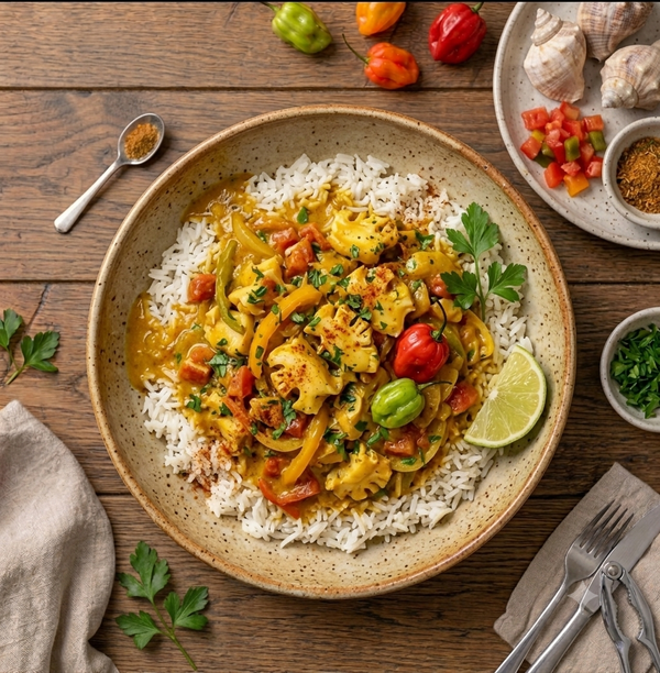 Delano’s Curry Conch with Jasmine Rice