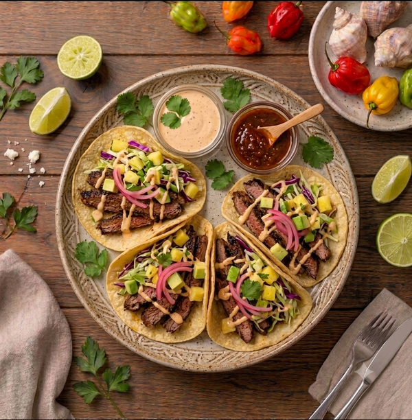Peppajoy Jerk Beef Tacos
