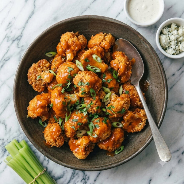 Crispy Fried Cauliflower with Peppajoy Buffalo Sauce